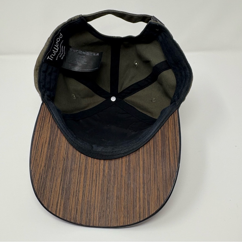 TruWood Wooden Brim Baseball Hat cap Adjustable One Size Green Brown 100% Cotton - Picture 11 of 12